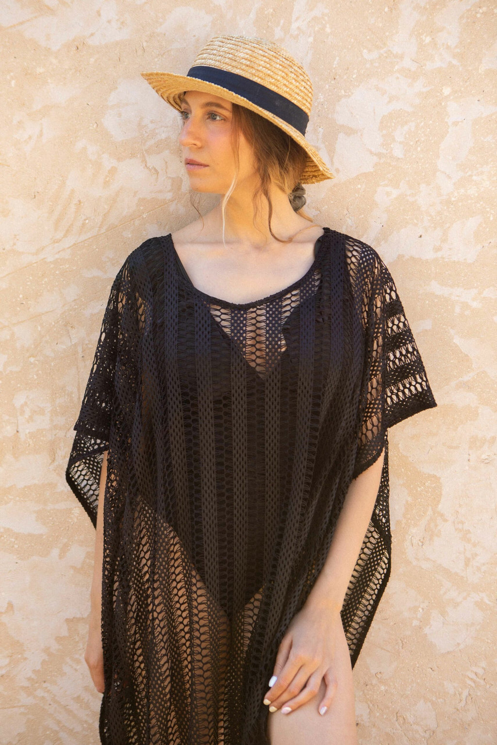 Robe de plage maxi crochet col rond