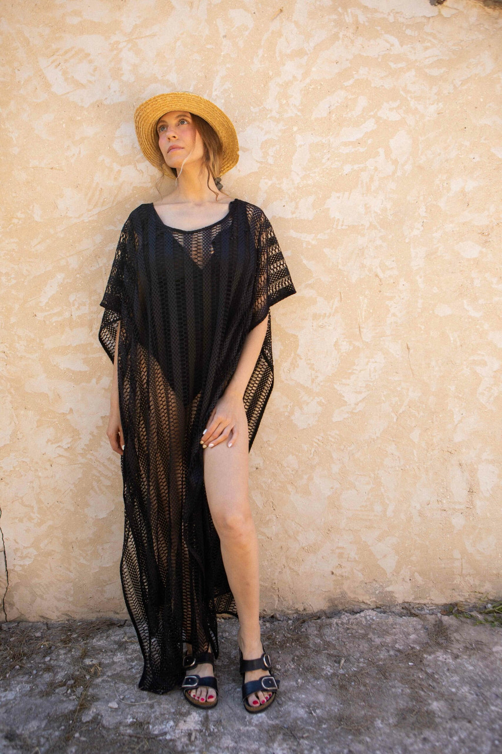 Robe de plage maxi crochet col rond