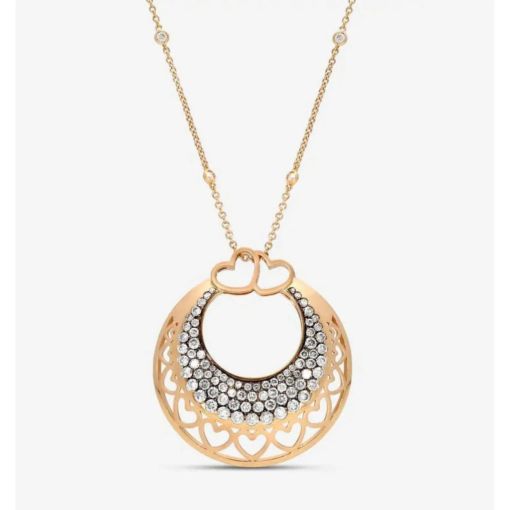 Collier pendentif cœur Crivelli Ricami en or rose 18 carats et diamants blancs et brun
