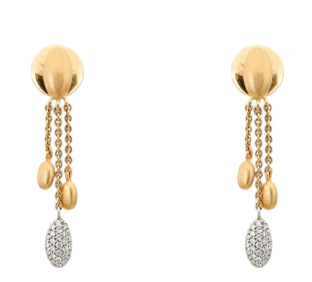 Boucles d'oreilles pendantes « Estate Pave Diamond Three » avec pompons en or, en or jaune et blanc 18 carat