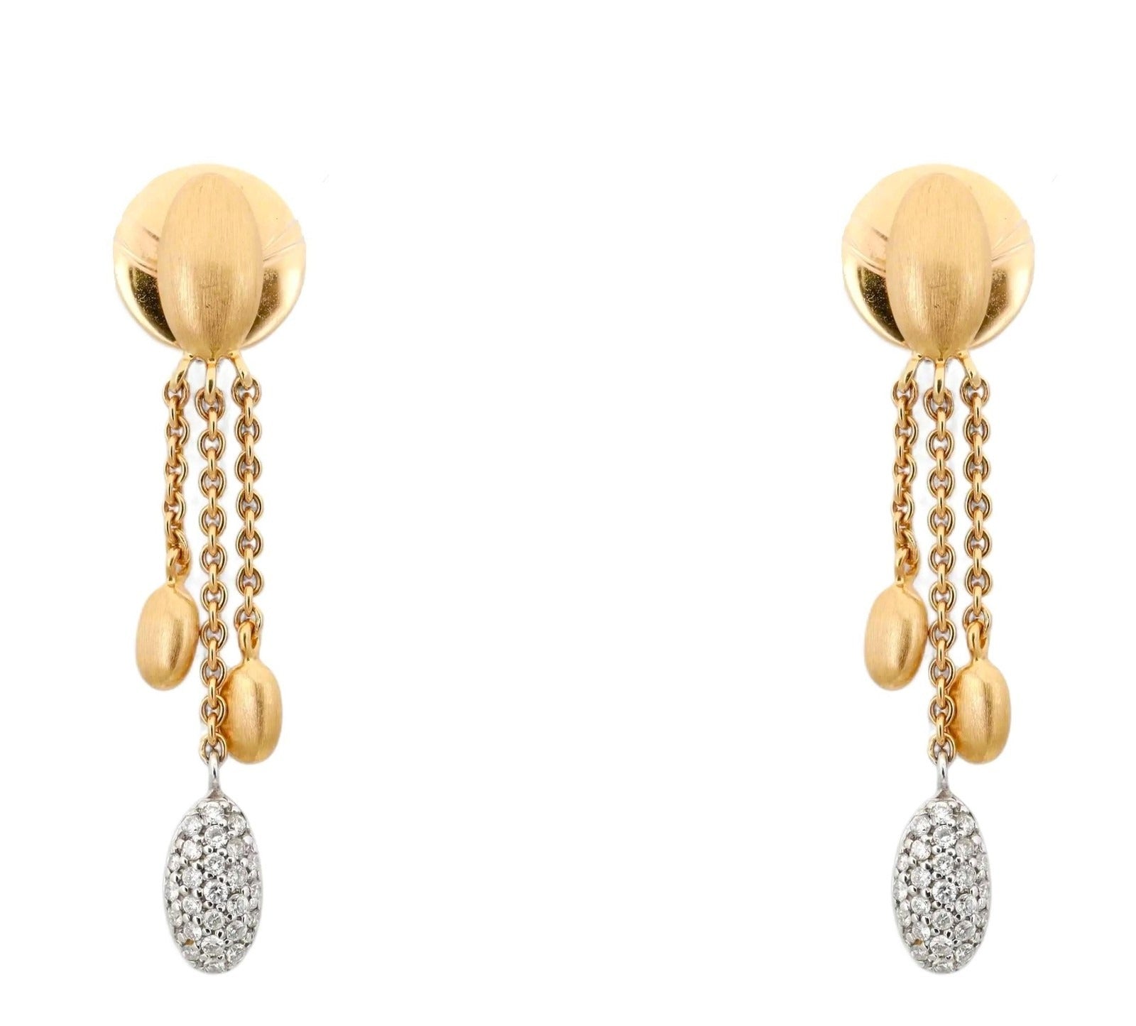 Boucles d'oreilles pendantes « Estate Pave Diamond Three » avec pompons en or, en or jaune et blanc 18 carat