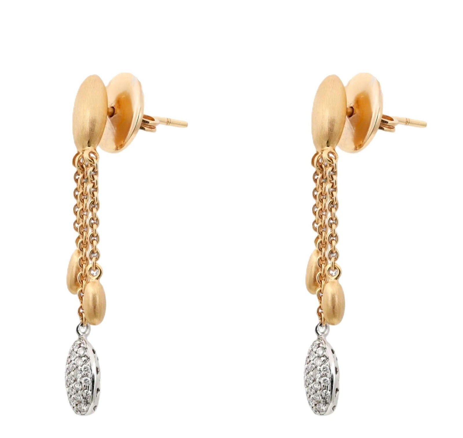 Boucles d'oreilles pendantes « Estate Pave Diamond Three » avec pompons en or, en or jaune et blanc 18 carat