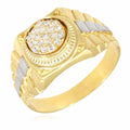 Bague cachet pour homme de style « Jubilee » en or 10 carats (jaune et blanc) avec un zircon cubique de 0,30 ct