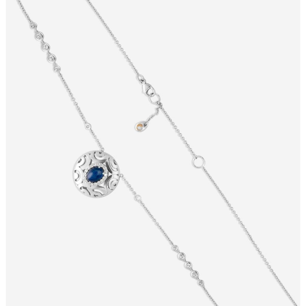 Collier avec pendentif « Diamond & Sapphire » de Crivelli Ricami Luci, en or blanc 18 carat