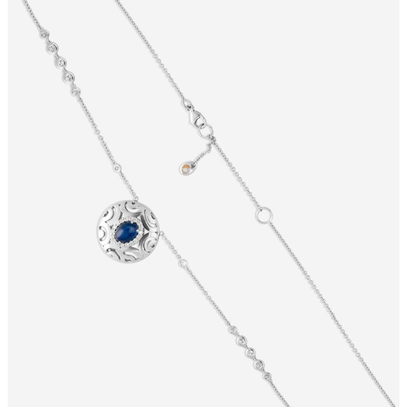 Collier avec pendentif « Diamond & Sapphire » de Crivelli Ricami Luci, en or blanc 18 carat