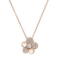 Collier Crivelli Margherita avec pendentif en forme de grande fleur sertie de diamants, en or rose 18 carats, 0,48 carat au total