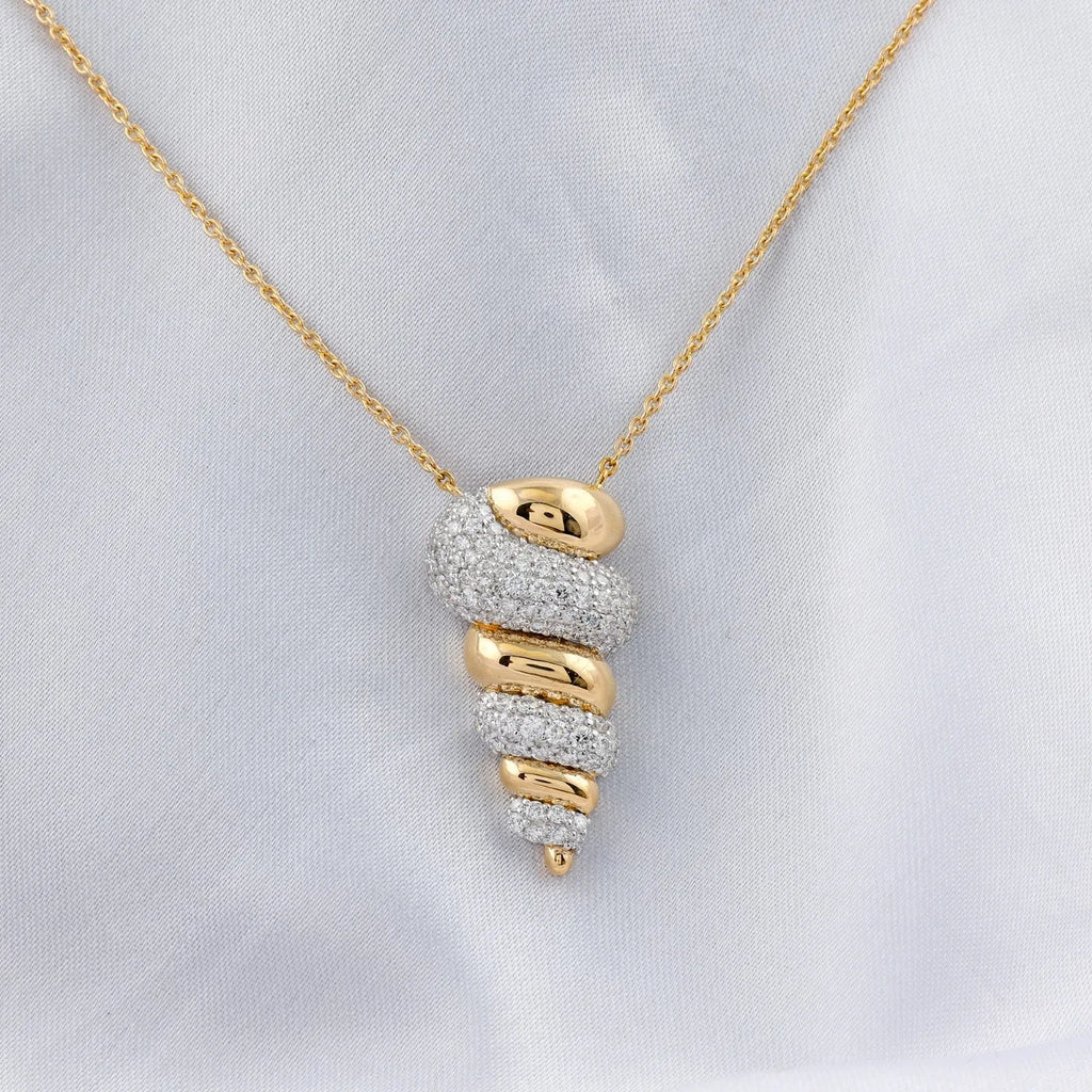 Collier En Or Jaune Massif 18 Carats Avec Pendentif En Diamant SI/H De 1,55 Ct.