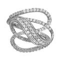 Bague de cocktail pour femme avec diamant rond de 0,85 ct en total, serti à griffes, en or blanc 14 carats, taille 6