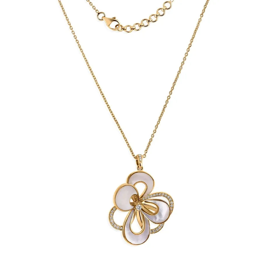 Pendentif Chaîne En Diamant SI/H De 5,51 CT En Nacre, Neuf En Or Jaune 18k