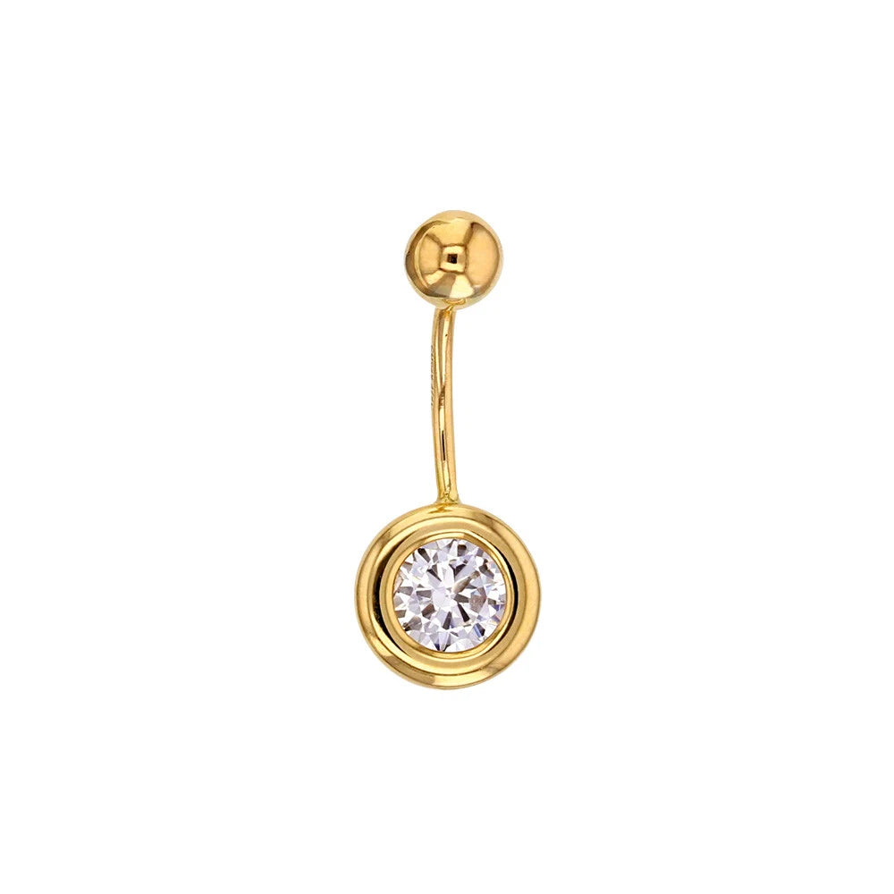 Piercing de nombril oxyde de zirconium serti clos en Or 750/1000 - Bijou Corps