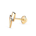 Piercing D'Oreille Or 18K 750 MLS. Éclair Avec Zirconias 9x3 MM.