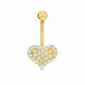 Stud De Piercing Au Nombril En CZ Réel En Or Jaune Massif 14K 16G