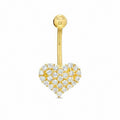 Stud De Piercing Au Nombril En CZ Réel En Or Jaune Massif 14K 16G