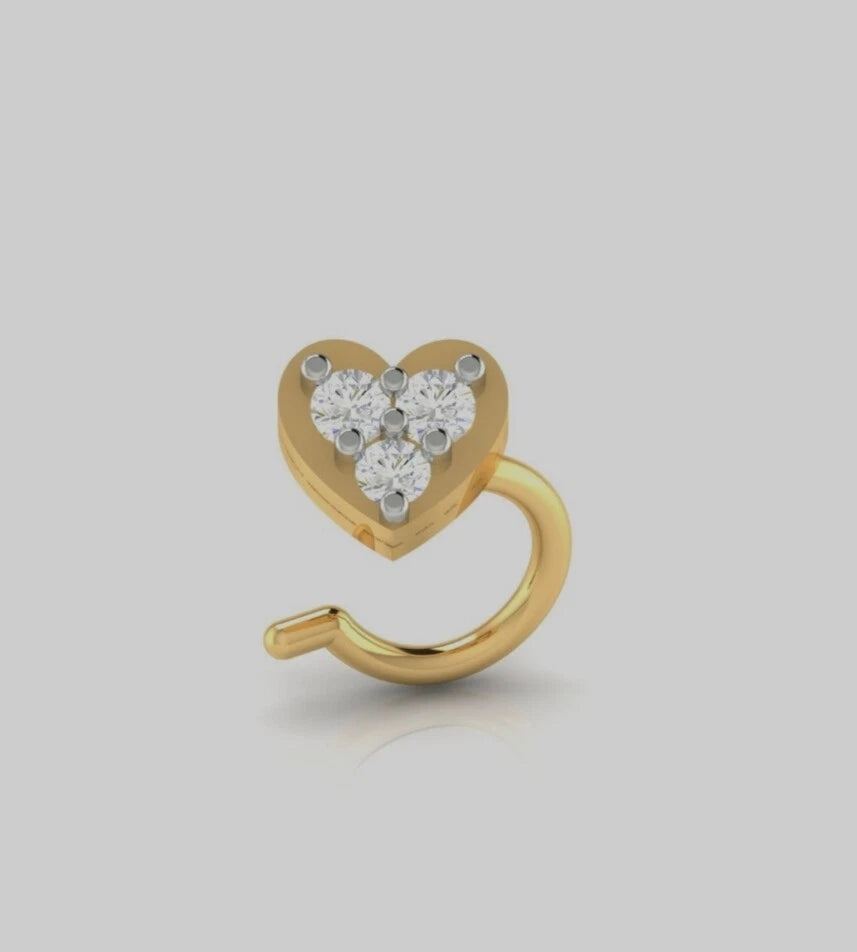 Clou De Nez En Or Massif 14K Avec Diamant Cadeau D'Anniversaire