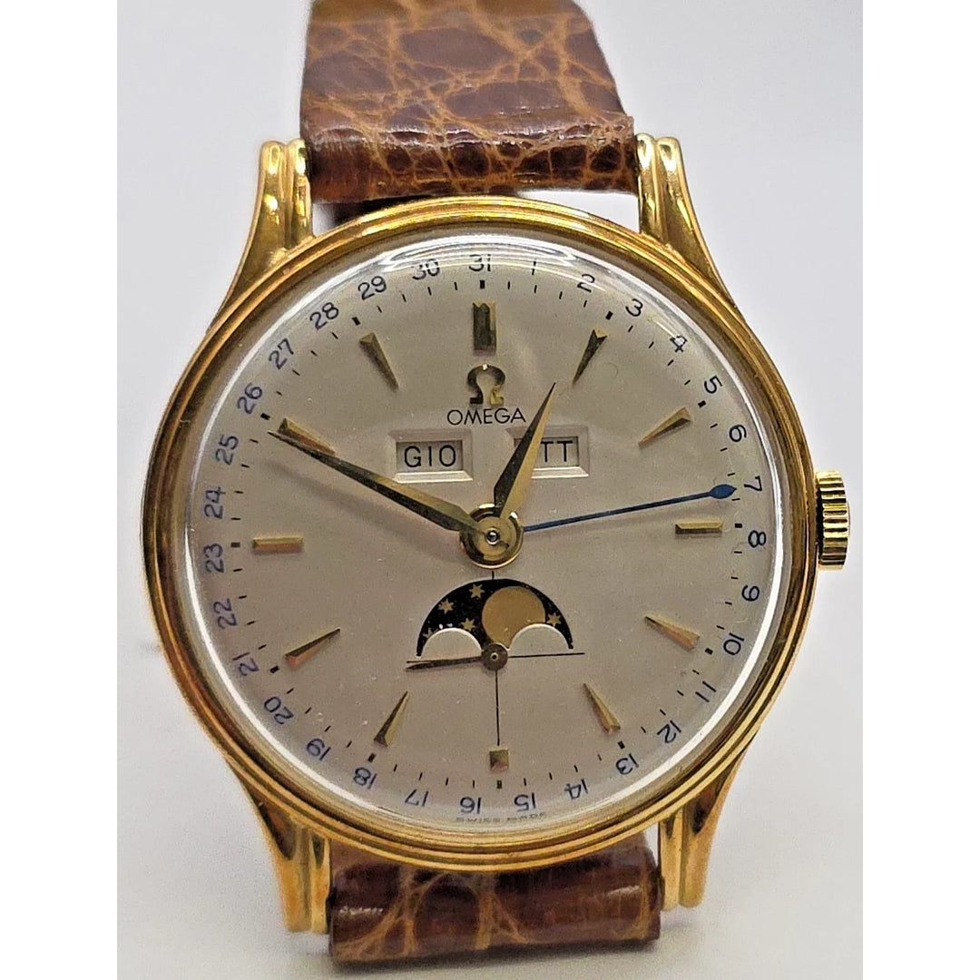 Montre Omega Cosmic Triple date 381 Fases de Lune or 18k années 50
